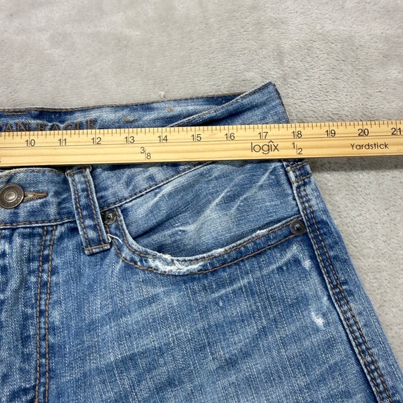 American Eagle Jeans Men 32x34 Relaxed Straight Distressed Blue Denim Streetwear - Picture 13 of 14